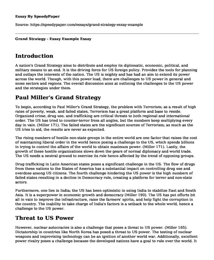 Grand Strategy - Essay Example