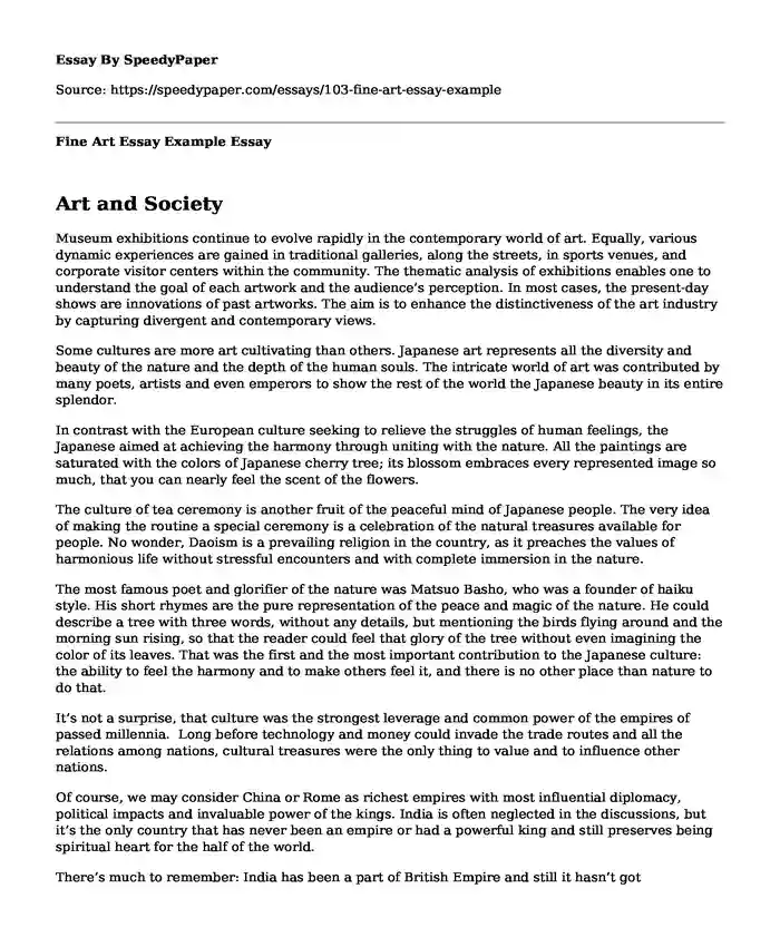  Fine Art Essay Example SpeedyPaper