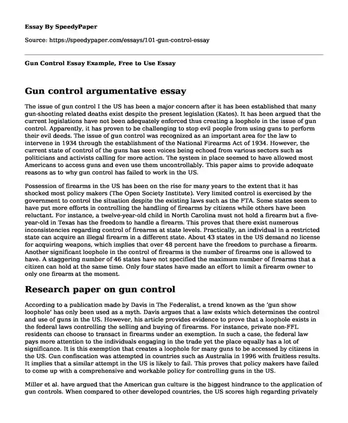 argumentative paper on gun control