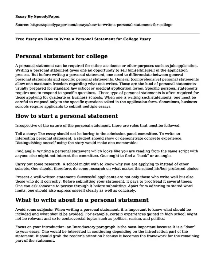 personal statement maker online