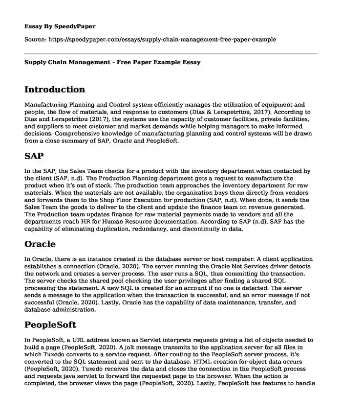 📌 Supply Chain Management - Free Paper Example | SpeedyPaper.com