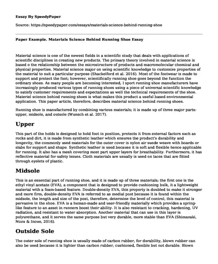 Paper Example. Materials Science Behind Running Shoe