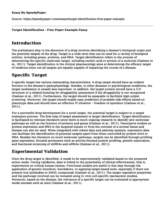 Target Identification - Free Paper Example
