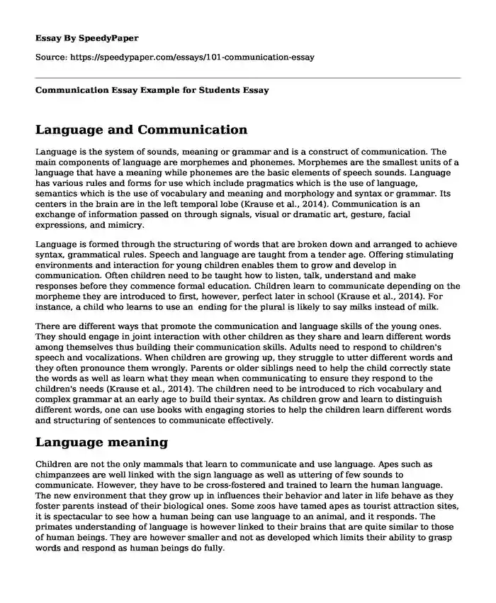Communication Essay Example for Students