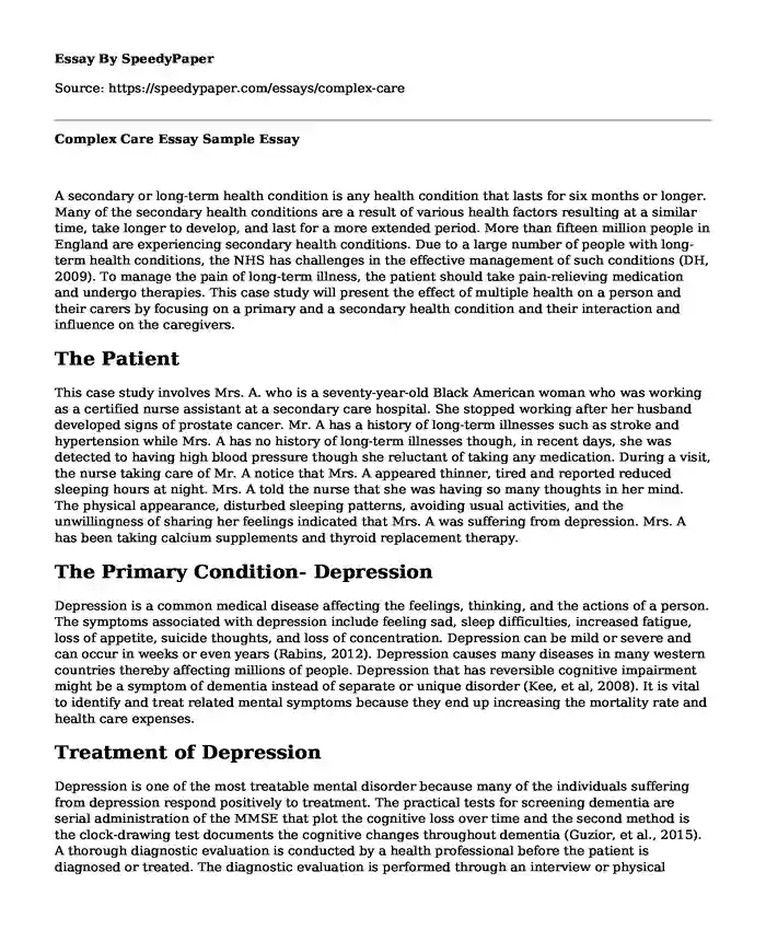 Complex Care Essay Sample