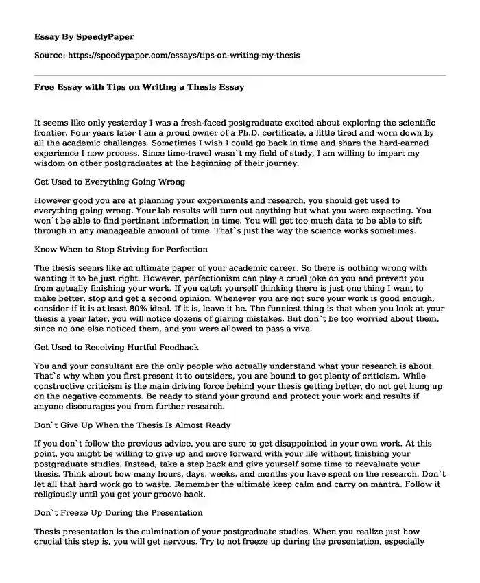 Free Essay with Tips on Writing a Thesis