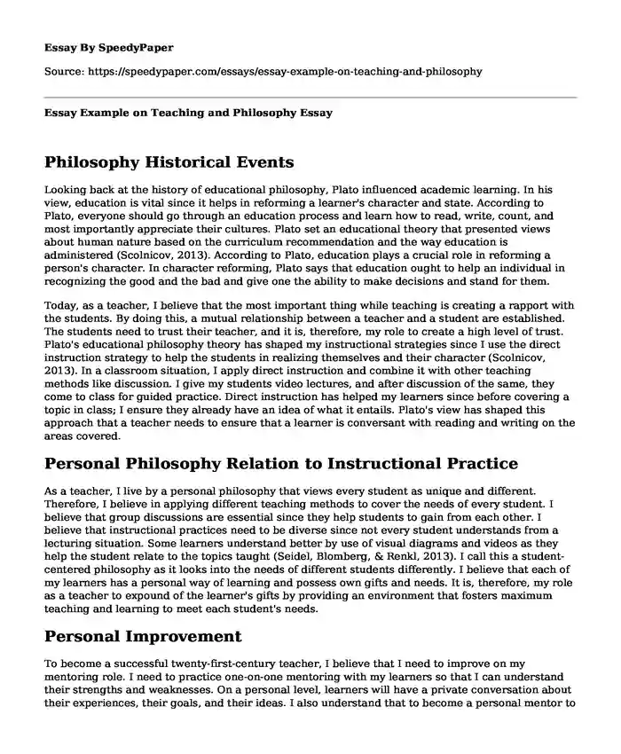 personal educational philosophy essay