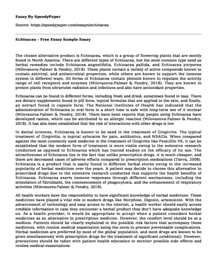 Echinacea - Free Essay Sample