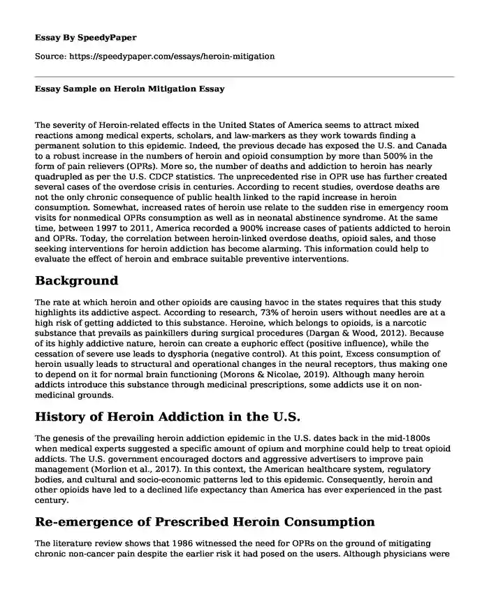 Essay Sample on Heroin Mitigation