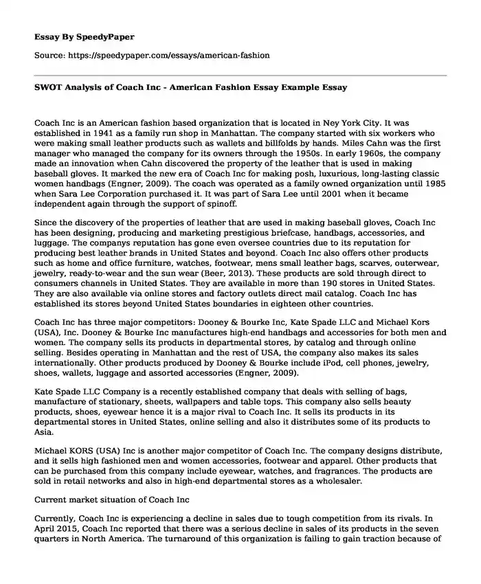 swot analysis paper example