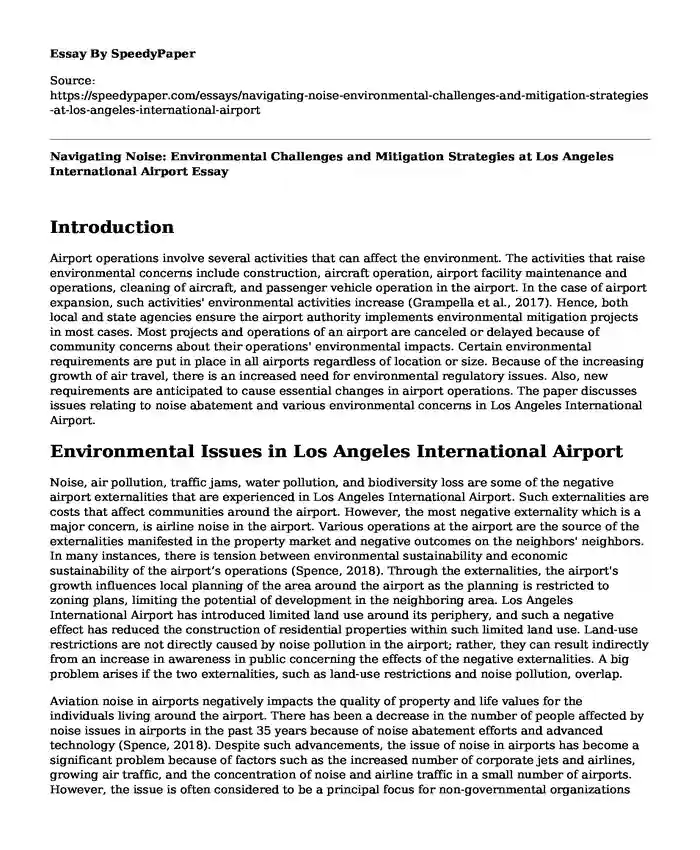 Navigating Noise: Environmental Challenges and Mitigation Strategies at Los Angeles International Airport