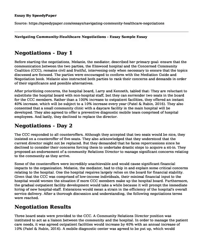 Navigating Community-Healthcare Negotiations - Essay Sample