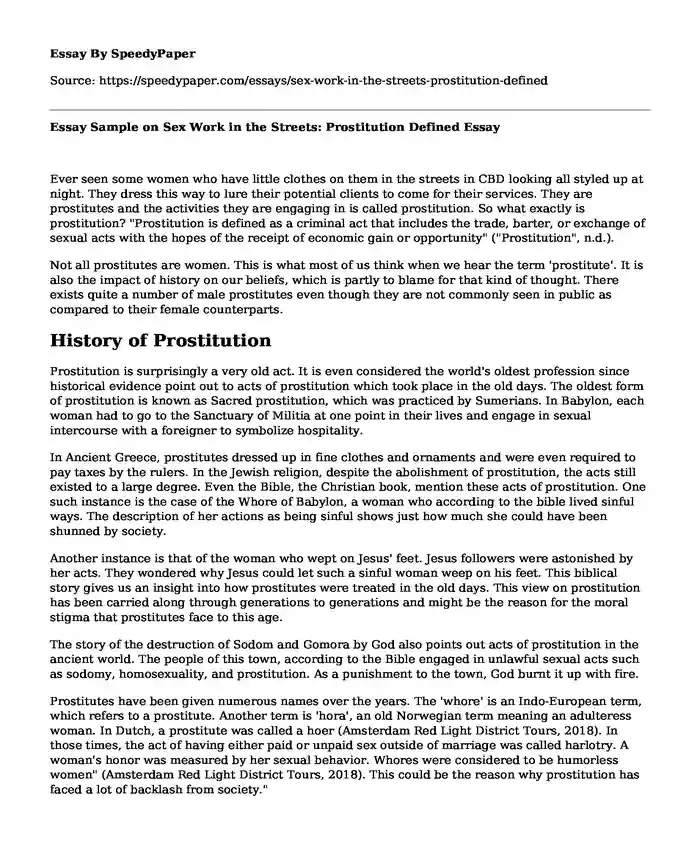 prostitution because of poverty essay