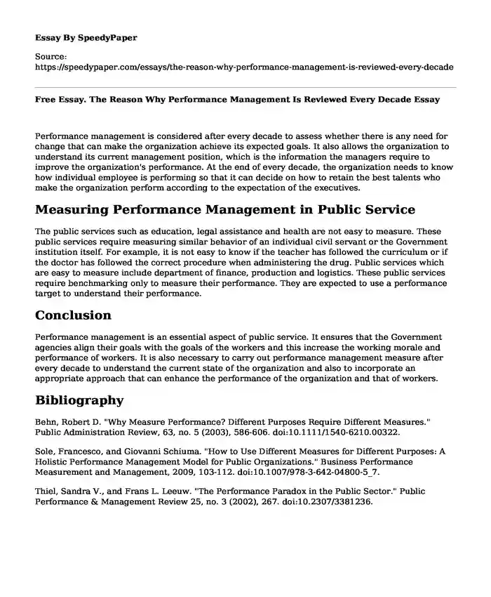 Free Essay. The Reason Why Performance Management Is Reviewed Every Decade