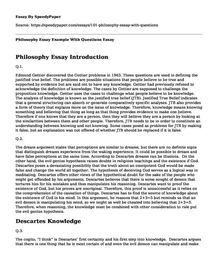 what is knowledge philosophy essay