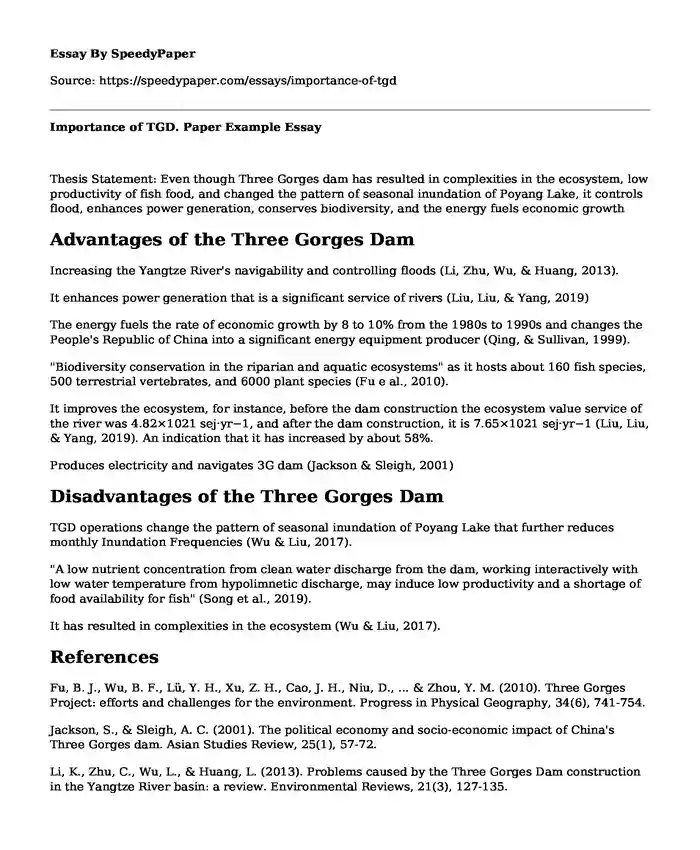 Importance of TGD. Paper Example