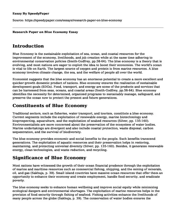 Research Paper on Blue Economy