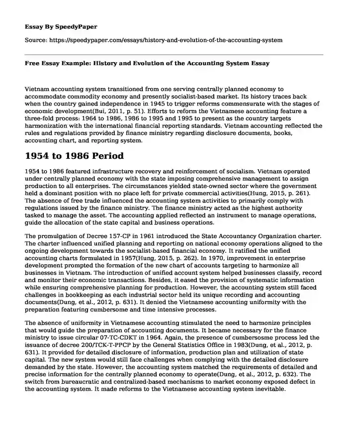 Free Essay Example: History and Evolution of the Accounting System