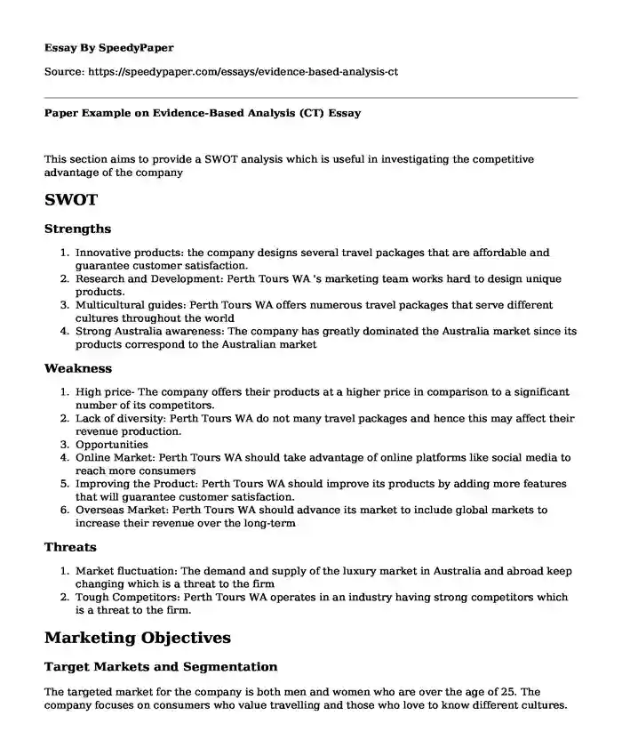 Paper Example on Evidence-Based Analysis (CT)