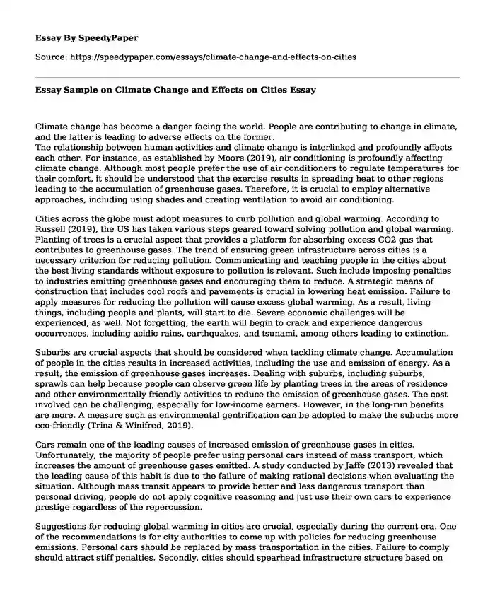 essay on effect of climate change