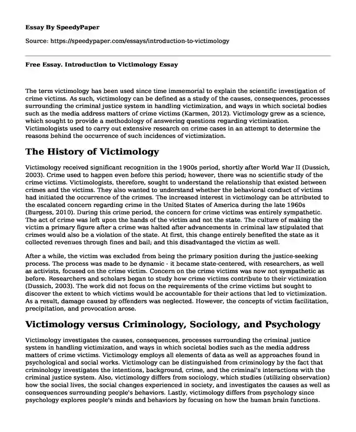 research paper topics for victimology