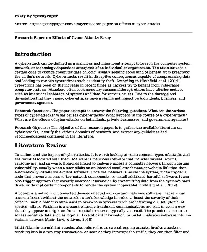 Research Paper on Effects of Cyber-Attacks 
