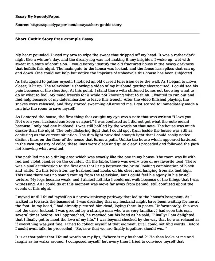  Short Gothic Story Free Example SpeedyPaper