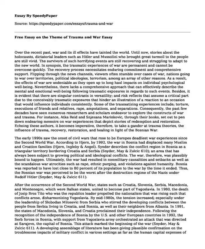 Free Essay on the Theme of Trauma and War