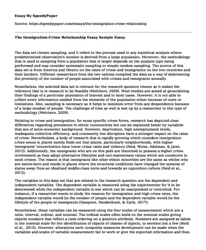 The Immigration-Crime Relationship Essay Sample