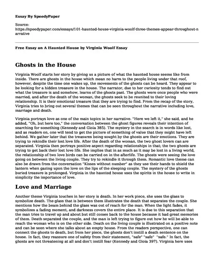 essay on autobiography of haunted house