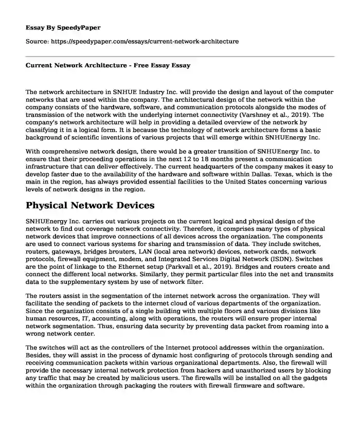 Current Network Architecture - Free Essay