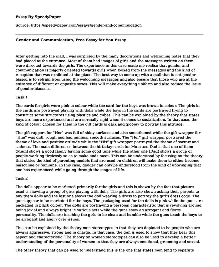 Gender and Communication, Free Essay for You