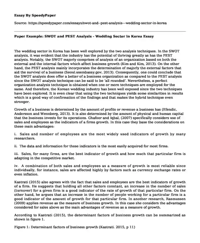 Paper Example: SWOT and  PEST Analysis - Wedding Sector in Korea