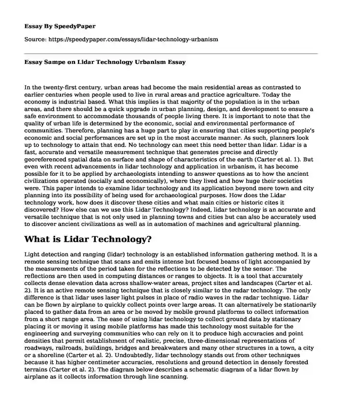 Essay Sampe on Lidar Technology Urbanism