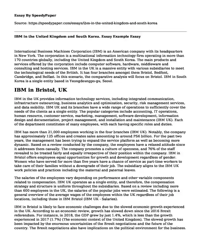 IBM in the United Kingdom and South Korea. Essay Example