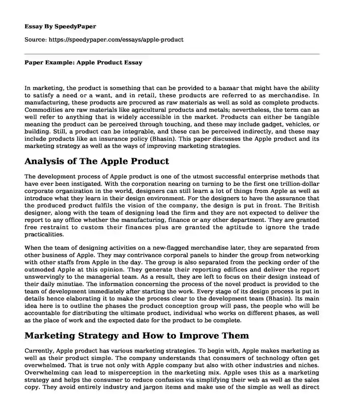 Paper Example: Apple Product