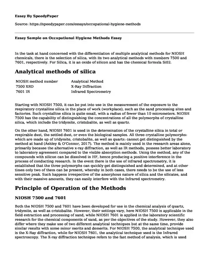 Crystalline Silica, NIOSH