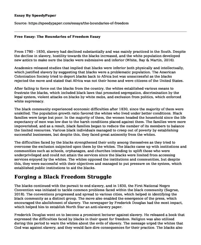 Free Essay: The Boundaries of Freedom