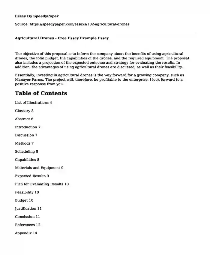 Agricultural Drones - Free Essay Example