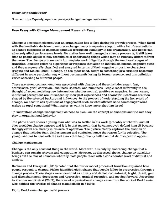 Free Essay with Change Management Research