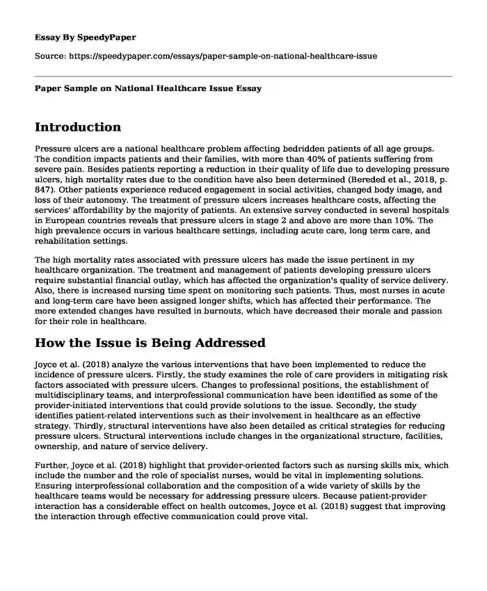 Paper Sample on National Healthcare Issue