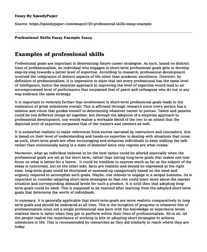 assignments for developing professional skills