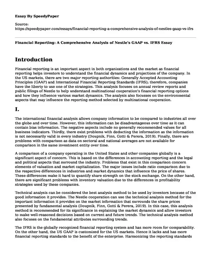 Financial Reporting: A Comprehensive Analysis of Nestle's GAAP vs. IFRS