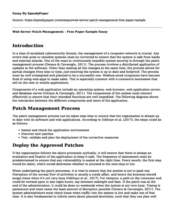 Web Server Patch Management - Free Paper Sample