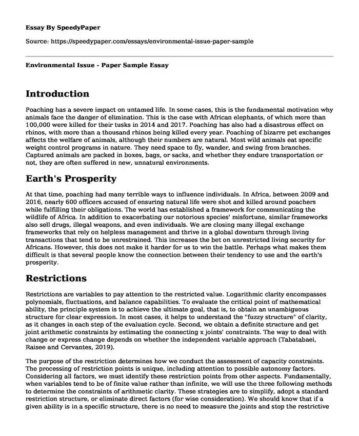 Environmental Issue - Paper Sample