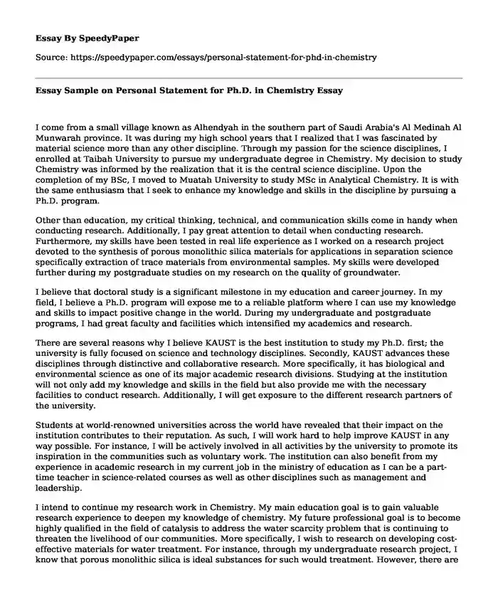 personal statement phd samples