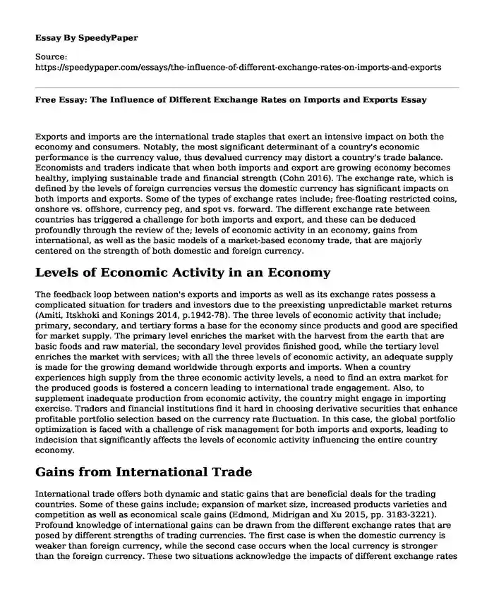 Free Essay: The Influence of Different Exchange Rates on Imports and Exports