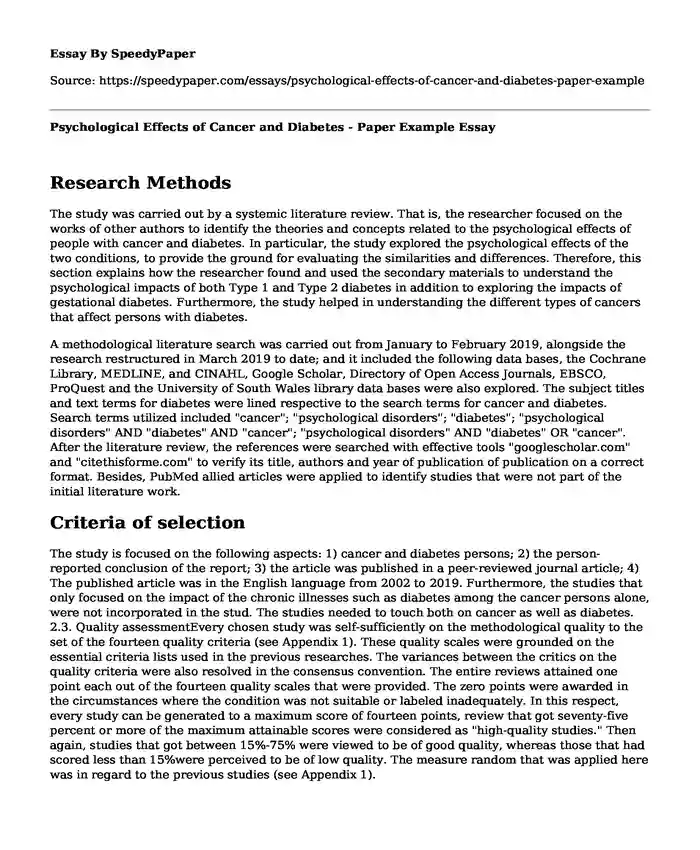Psychological Effects of Cancer and Diabetes - Paper Example