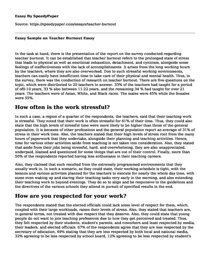 teacher burnout essay