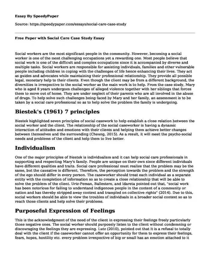 social work case study analysis example